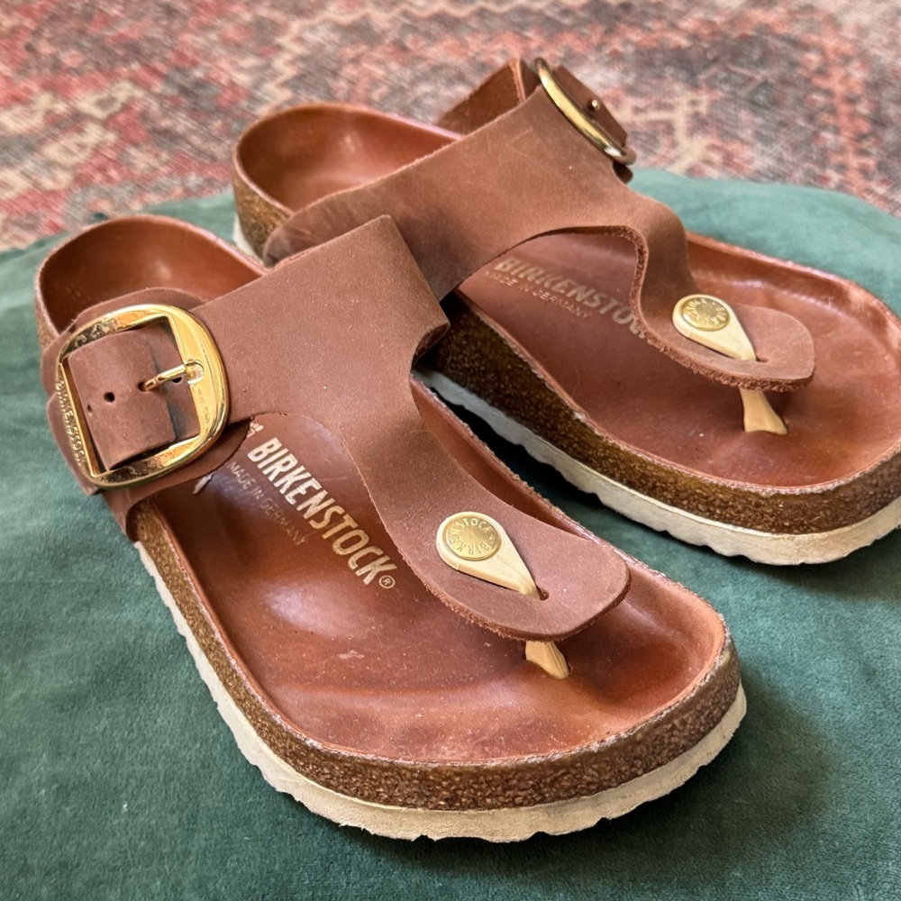 Birkenstock Brown Big Buckle Gizeh Thong Sandals